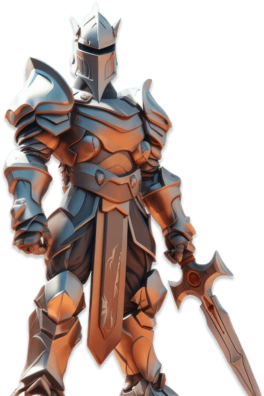 Knight warrior in silver armor