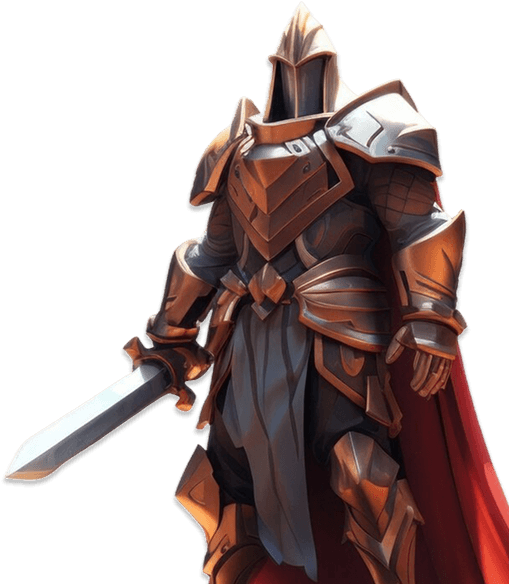 Knight warrior with sword and red cape